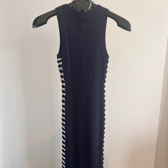 Michael Kors Ribbed Stretch Viscose Lace-up Dress Size XS - Picture 2 of 7